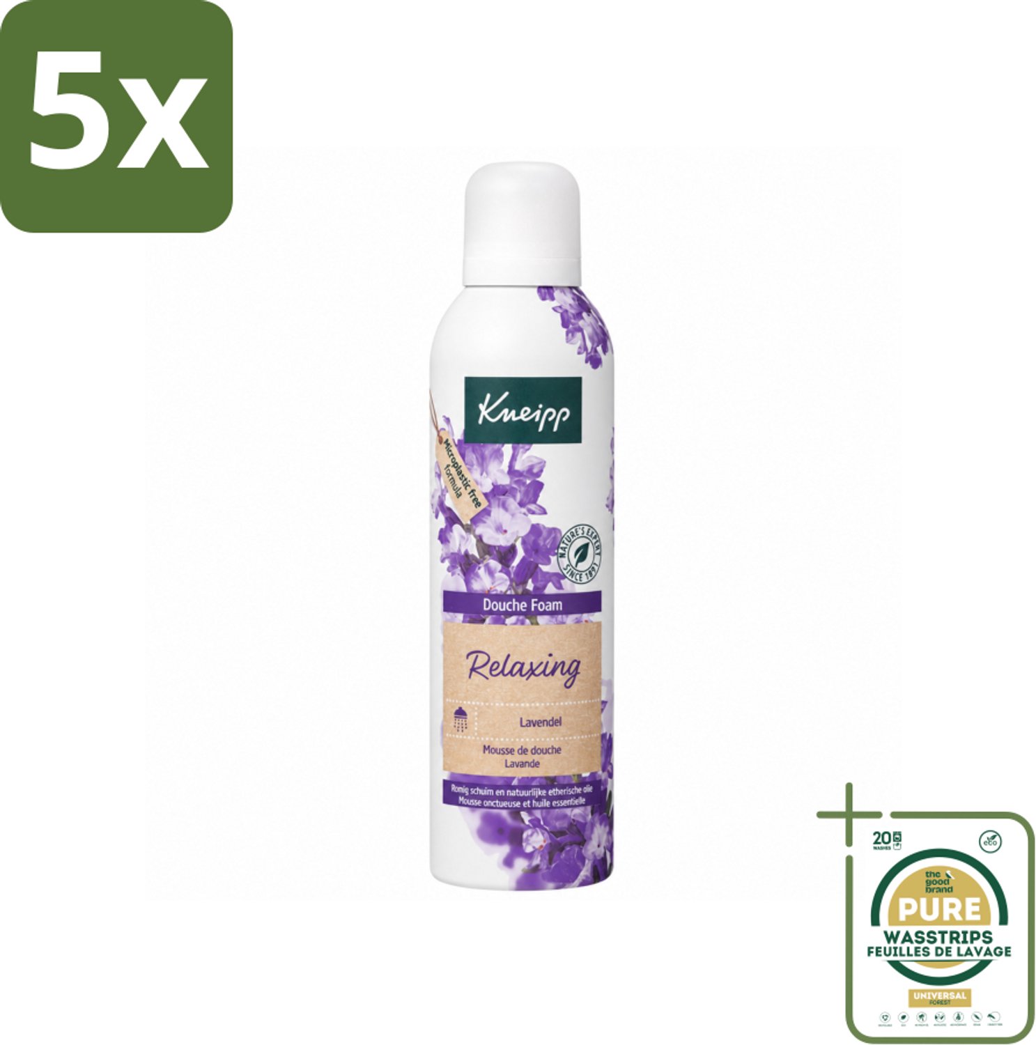 5 x Kneipp - Douche schuim - Relaxing - Lavendel - 200 ml - Wasstrips - Douche Schuim - Ontspanning - Lavendel - Rust - Huid Verzorging