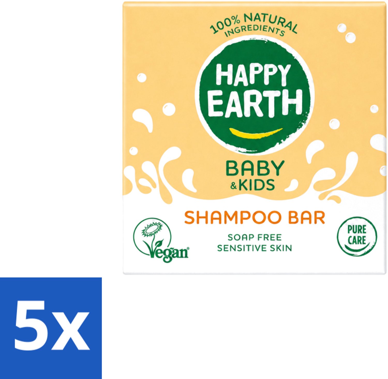 5 x Happy Earth – Shampoo Bar – 100% Natuurlijk Baby & Kids – 50 g - Voordeelverpakking - 5 stuks