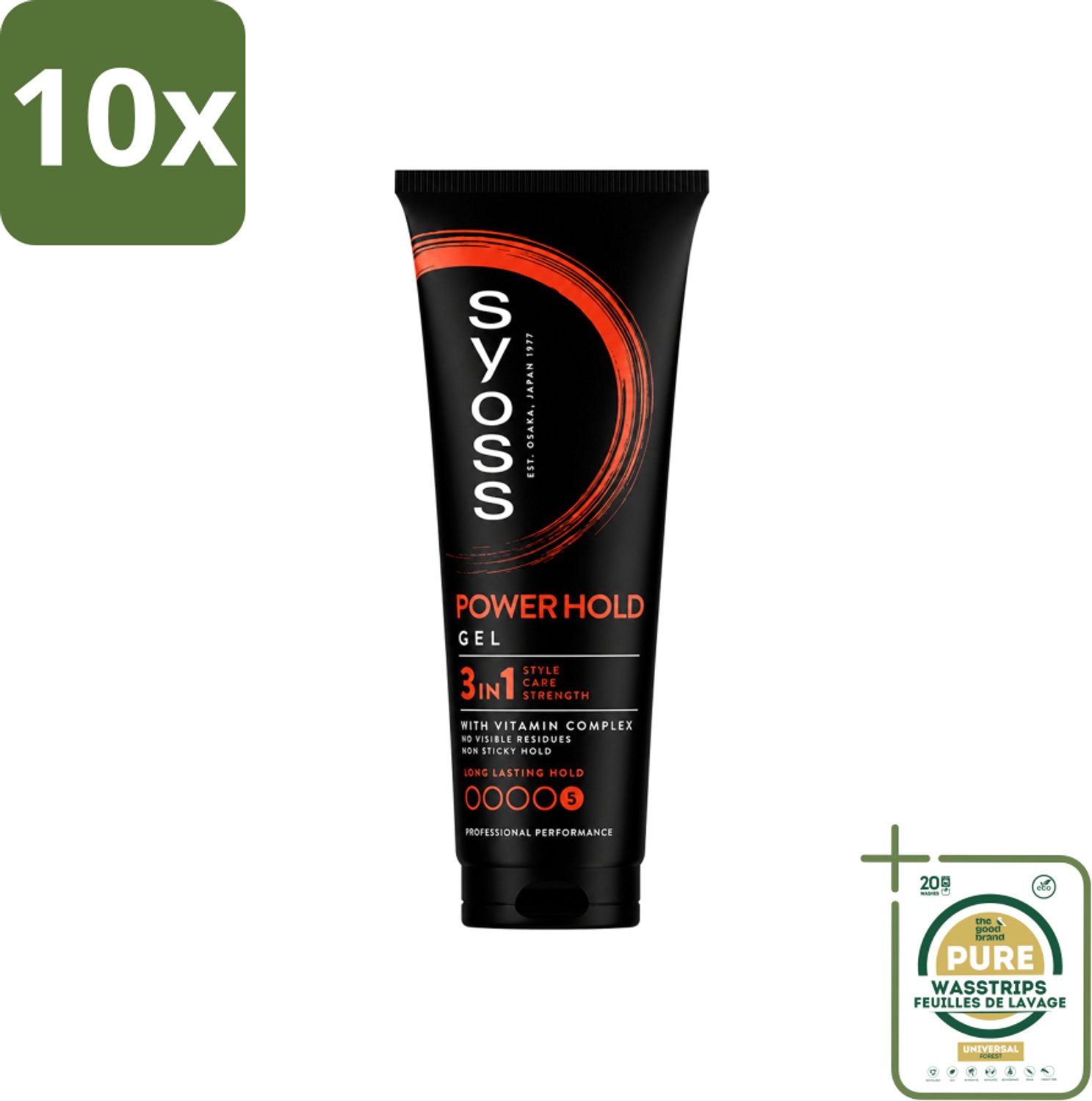 10 x Syoss - Power Hold - Haargel - Extra Sterke Fixatie - 250 ml - Wasstrips - Haargel - Haar Fixatie - Styling Gel - Haar Verzorging - Haar Herstel
