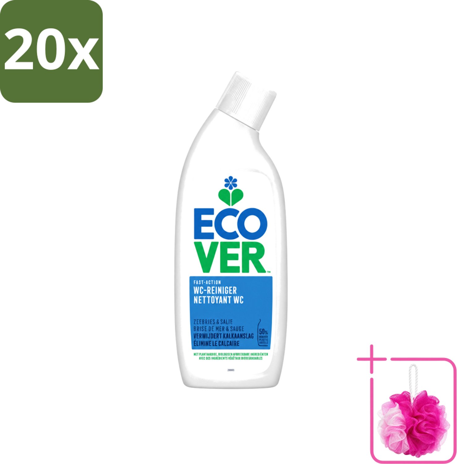 20 x Ecover - Toiletreiniger - Zeebries & Salie - 750 ml - Bulkverpakking - Toiletreiniger - Douchemop - Zeebries