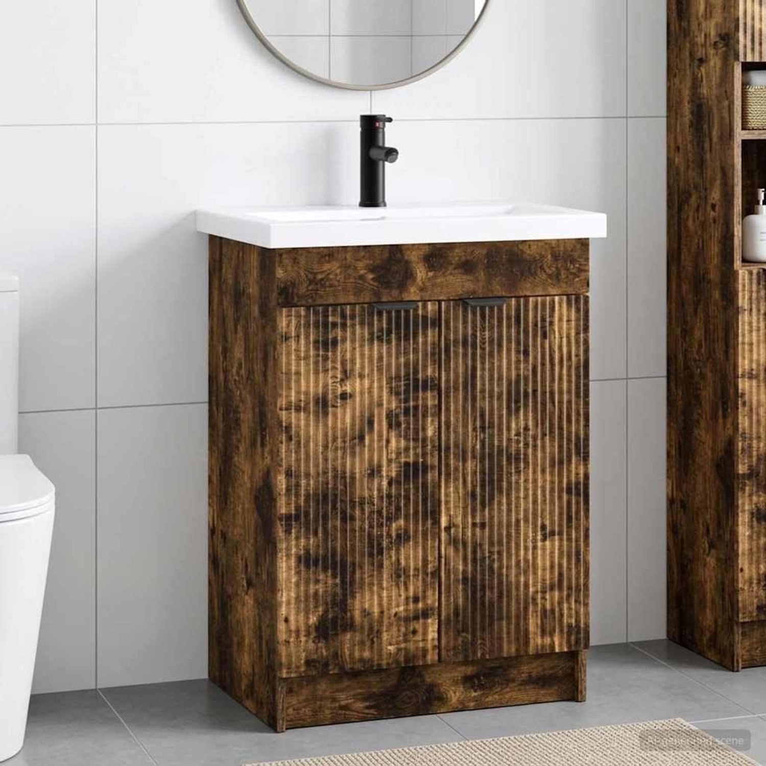 Badkamermeubelset gerookte eiken 78,5 x 37,5 x 81 cm met wastafel