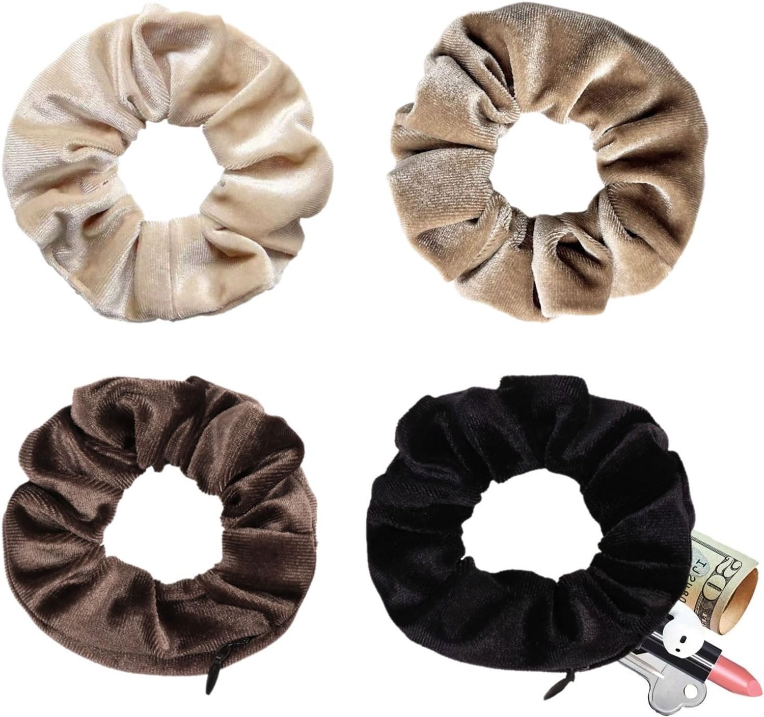 Reisaccessoire voor Vrouwen: Haarverwijderaar en Fluwelen Scrunchie met Verborgen Plek voor Geld en Waardevolle Spullen op Vakantie