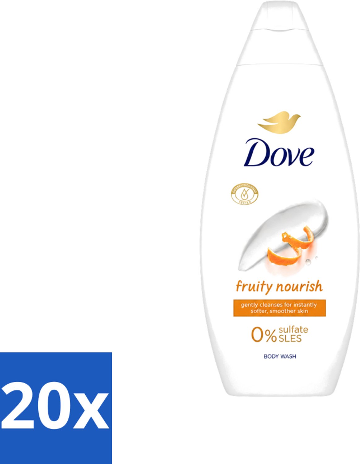 20 x Dove Fruity Nourish - Douchegel - Sulfaatvrij - 250 ml - Voordeelverpakking - 20 stuks