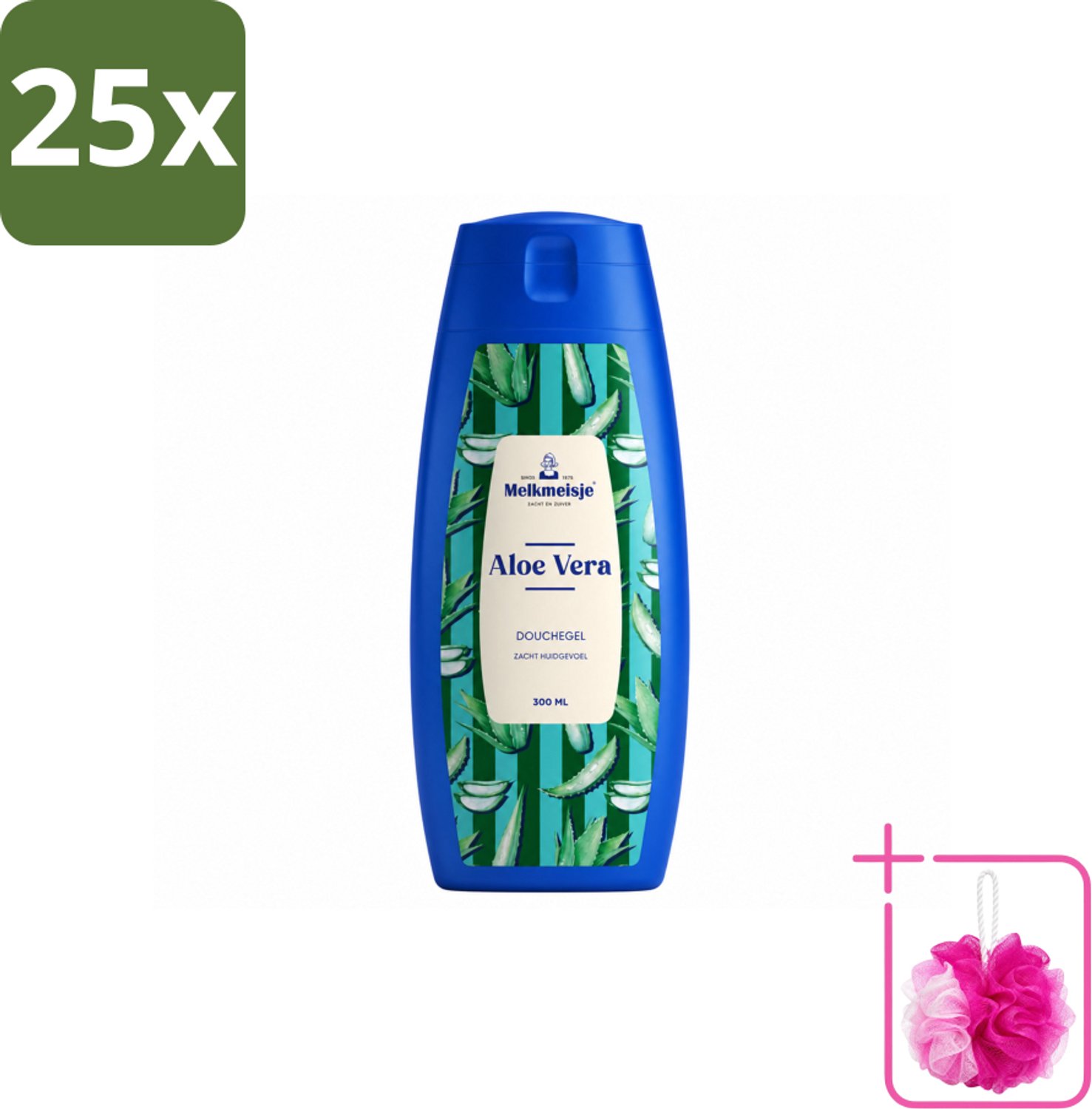 25 x Melkmeisje – Douchegel – Aloe Vera – Zacht Huidgevoel – 300 ml - Bulkverpakking - Bad en douche crème - Douchemop - Melkproteïnen