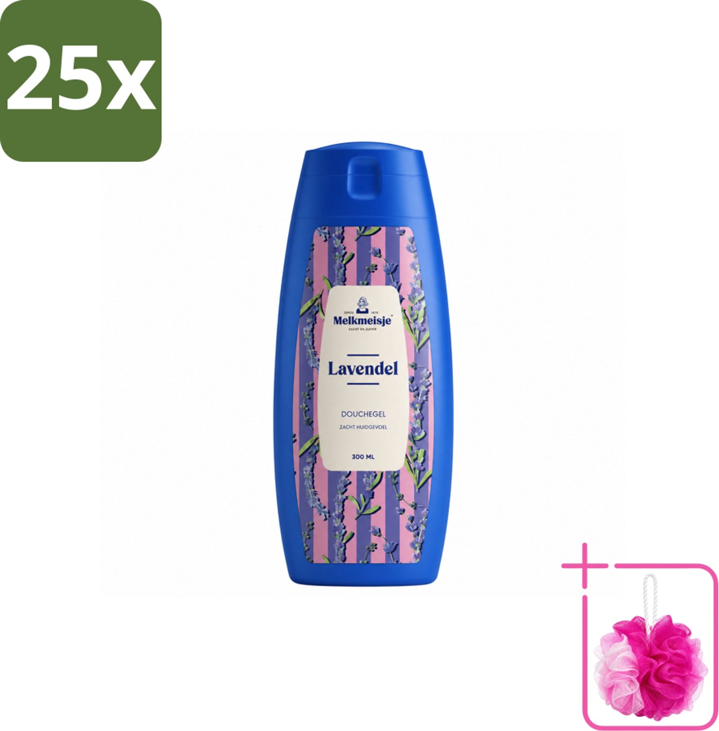 25 x Melkmeisje – Douchegel – Lavendel – Zacht Huidgevoel – 300 ml - Bulkverpakking - Badcrème - Douchemop - Douchecrème