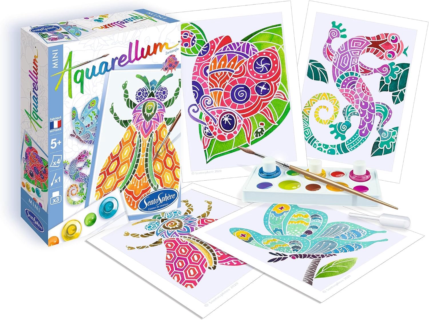 Sentosphère Aquarellum Mini Waterverf Set Kinderen Insect Mandala