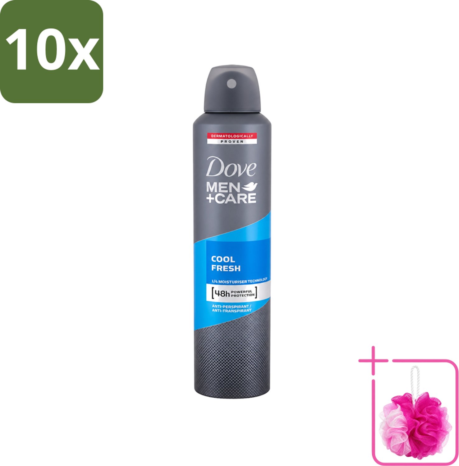 10 x Dove - Deodorant - Spray Men+Care Cool Fresh - Verfrissend en langdurige bescherming - 250 ml - Bulkverpakking - Deodorant spray - Douchemop - Zweetgeur