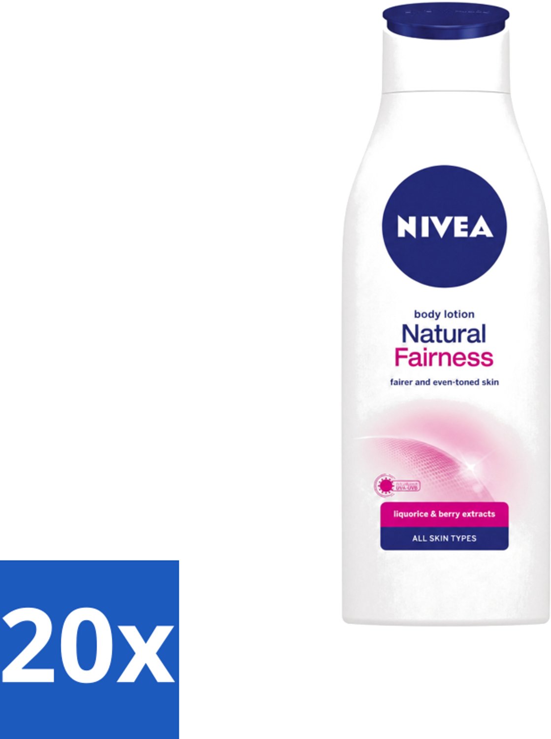 20 x Nivea – Bodylotion – Natural Fairness Clarifiant – 400 ml - Voordeelverpakking - 20 stuks