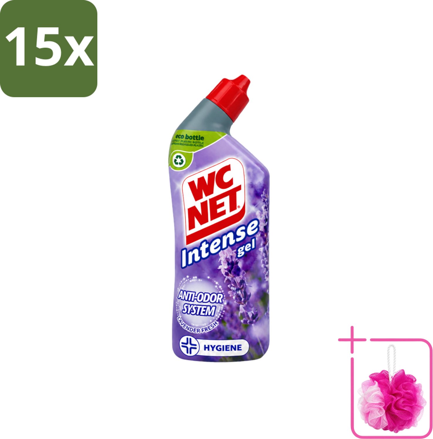 15 x WC Net - Toiletreiniger - Gel - Lavendel - Gerecycled Materiaal - 750 ml - Bulkverpakking - WC net - Douchemop - Toilet reiniger