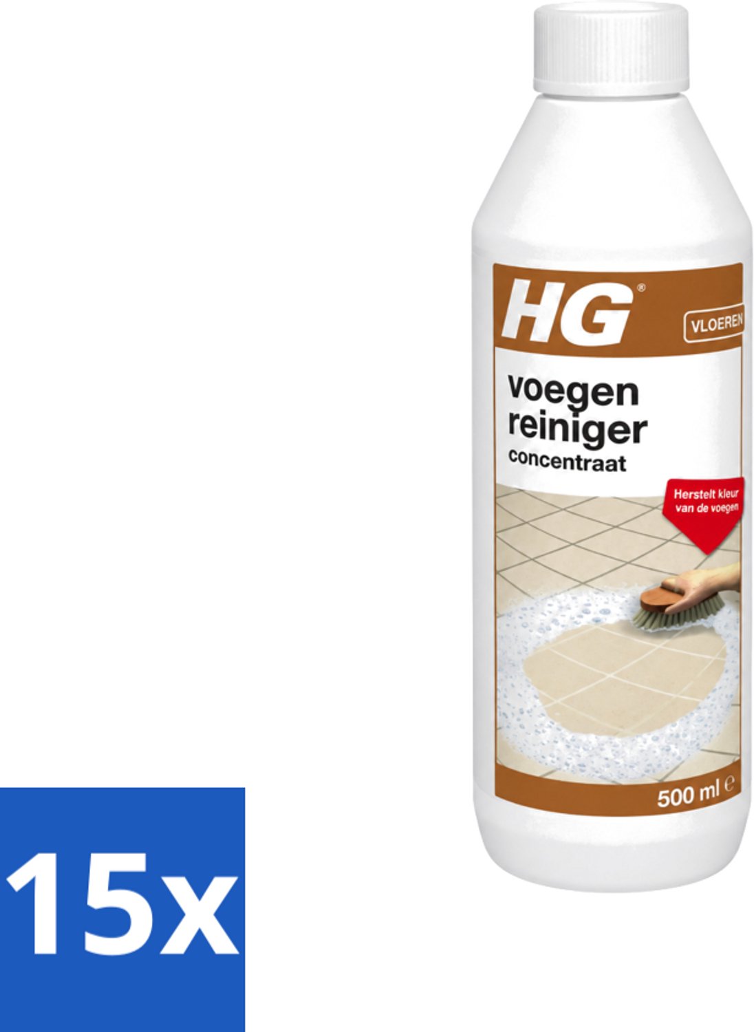 15 x HG - Vloeren - Voegenreiniger - Concentraat - Herstelt Kleur - 500 ml - Voordeelverpakking - 15 stuks
