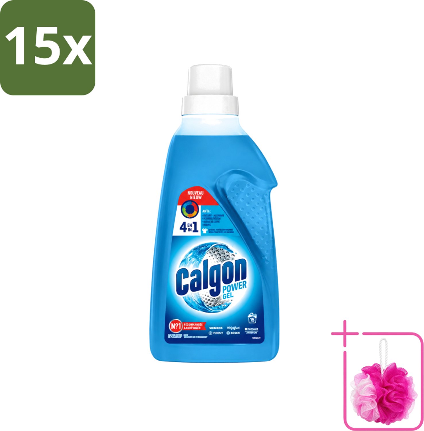 15 x Calgon - Wasmachinereiniger - Gel - Tegen Kalkaanslag / Wasmiddelresten / Geuren - 750 ml - 15 Wasbeurten - Bulkverpakking - Wasmachine reinigen - Douchemop - Kalkvrije wasmachine