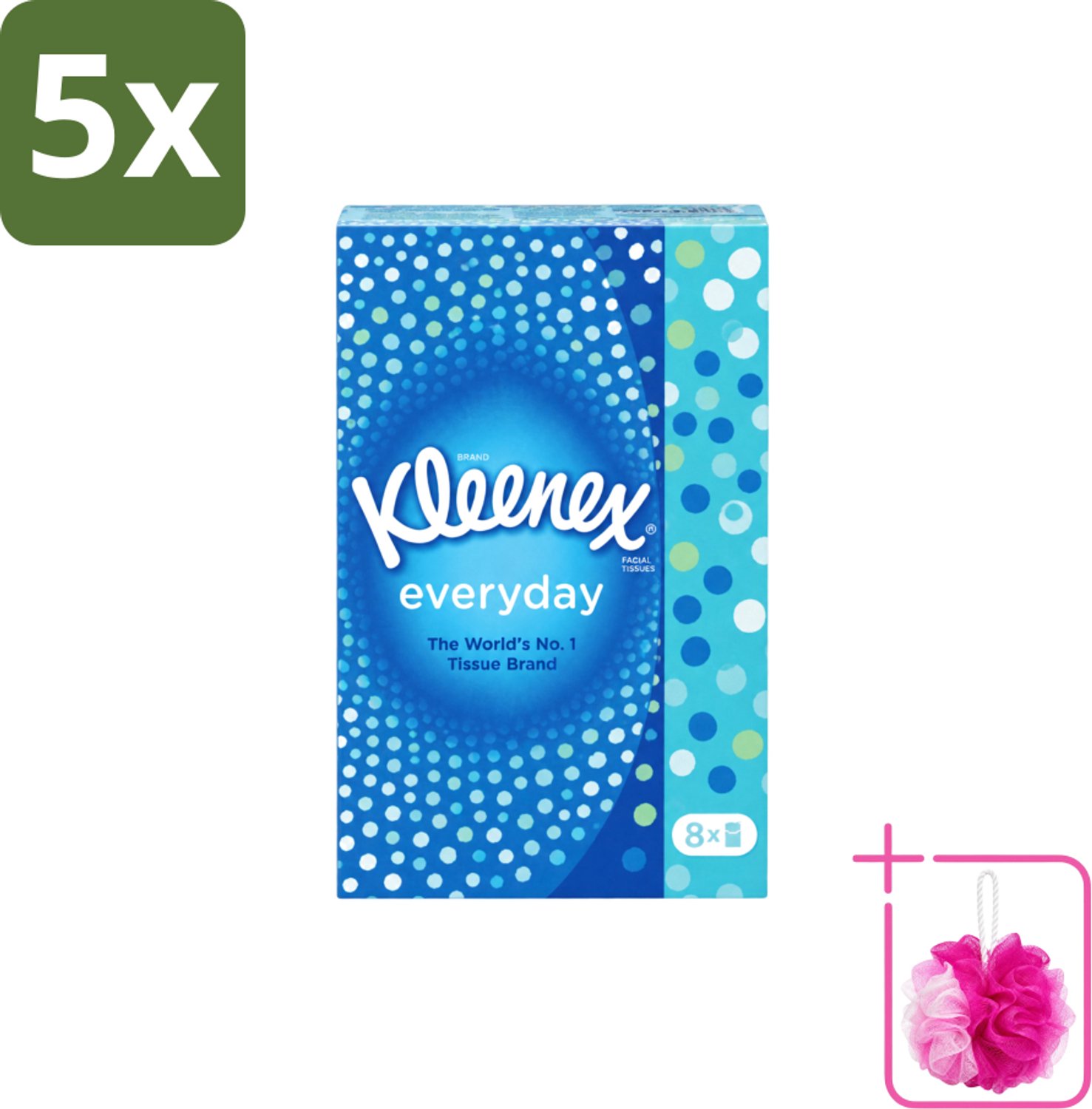 5 x Kleenex - Zakdoekjes - Everyday - 8 Pakjes Zakdoekjes - Bulkverpakking - Zakdoekjes - Douchemop - Schoonmaak