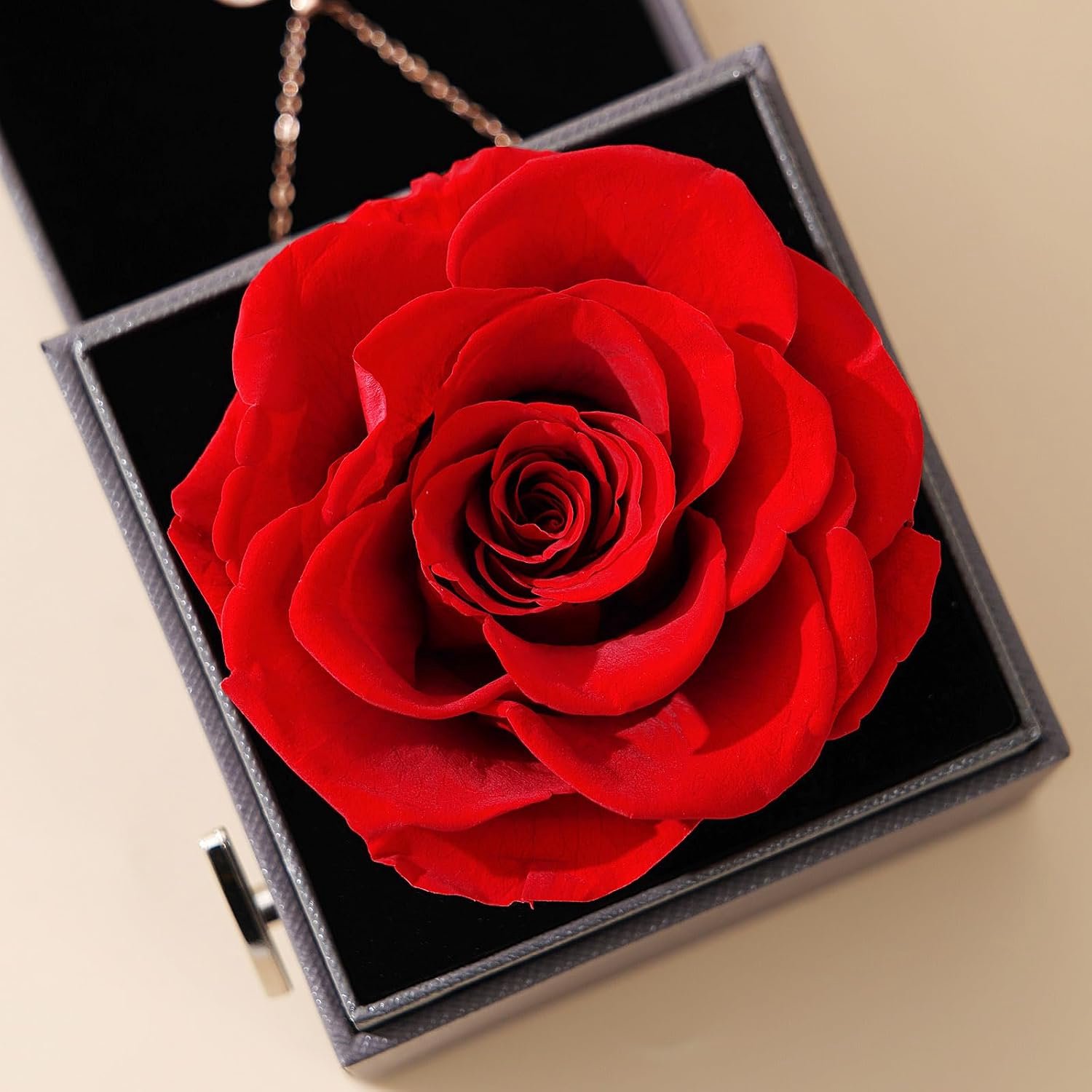 Rooscadeaus voor vrouwen, echtgenote, vriendin voor verjaardag, romantische huwelijksdag, cadeaus voor vrouw, Infinity Rose muziekdoos met halsketting, zilver 925