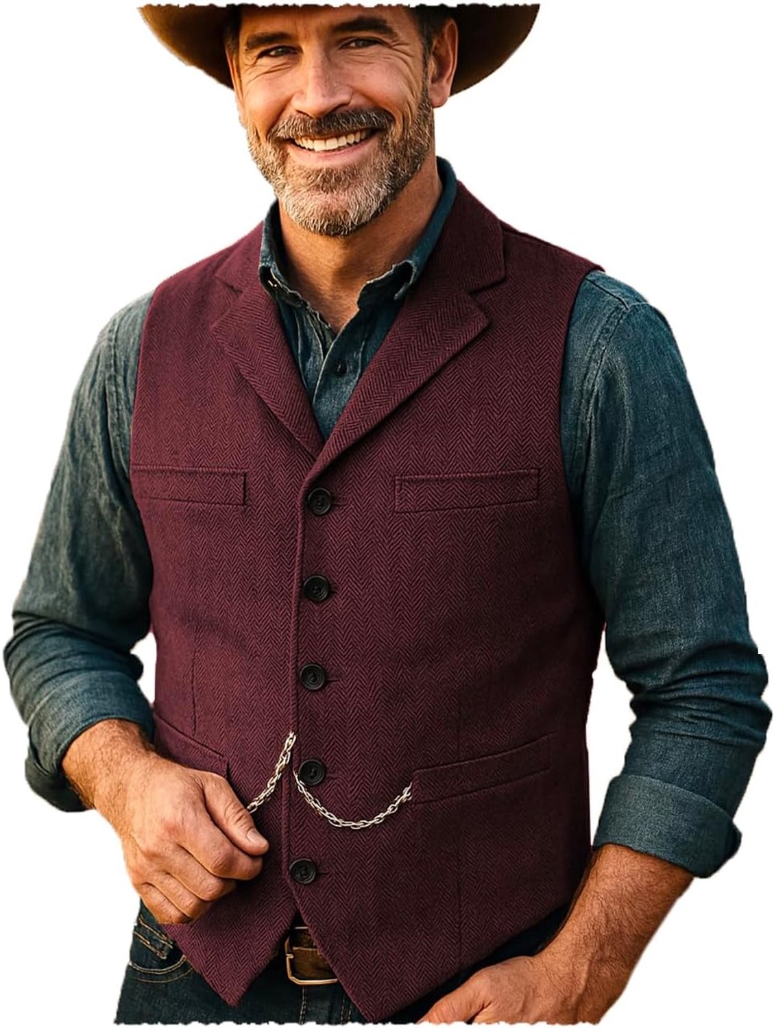 Vest, herringbone patroon, voor heren