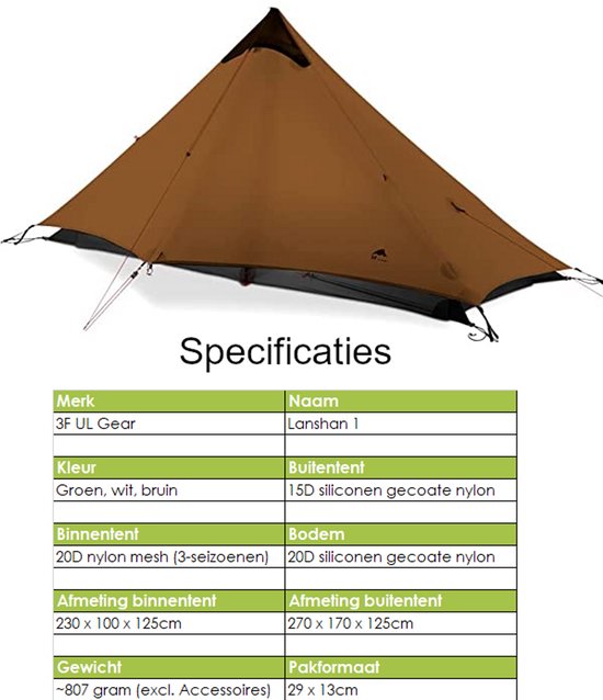 3F UL GEAR Lanshan 1 – 1-persoons Tent – Ultra Lichtgewicht – 4 seizoenen trekking tent – Waterdicht – Kampeertent – Kamperen – Dubbeldaks trekkerstent – Hiking & Wandelen – Grijs — afbeelding 2