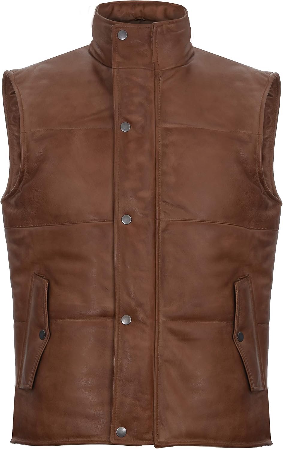 Lederen vest met puffer