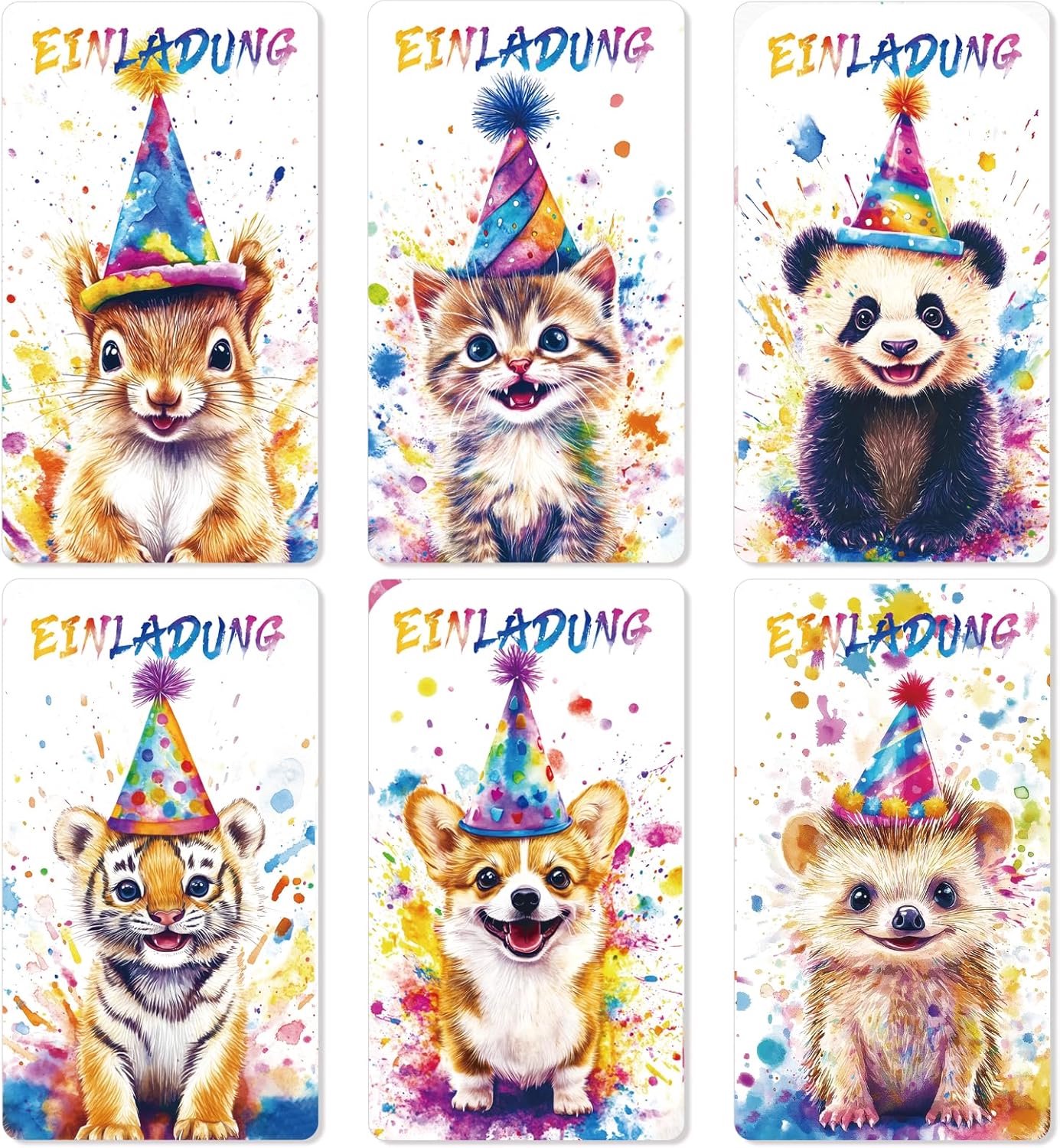 12 Dierenuitnodigingskaarten voor kinderfeestjes