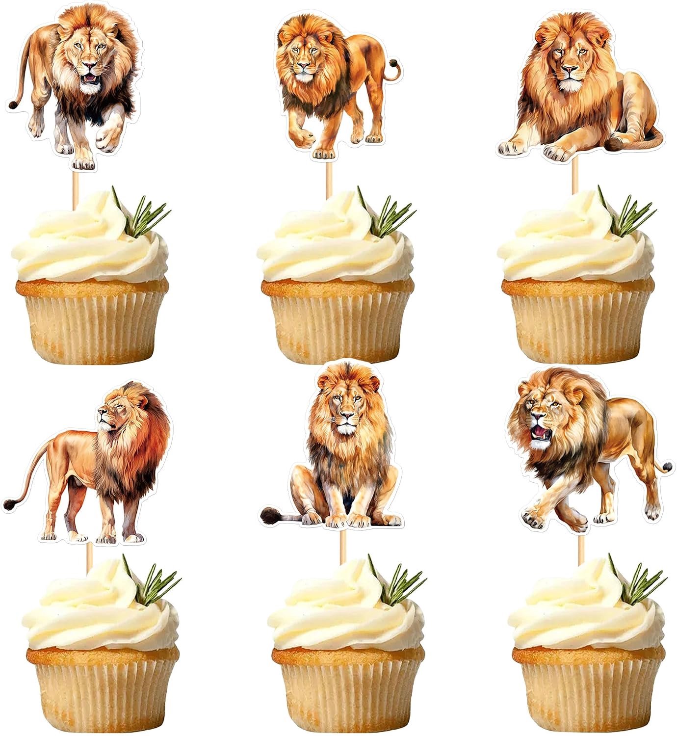 24 Leeuw Cupcaketoppers Dieren Taartdecoratie