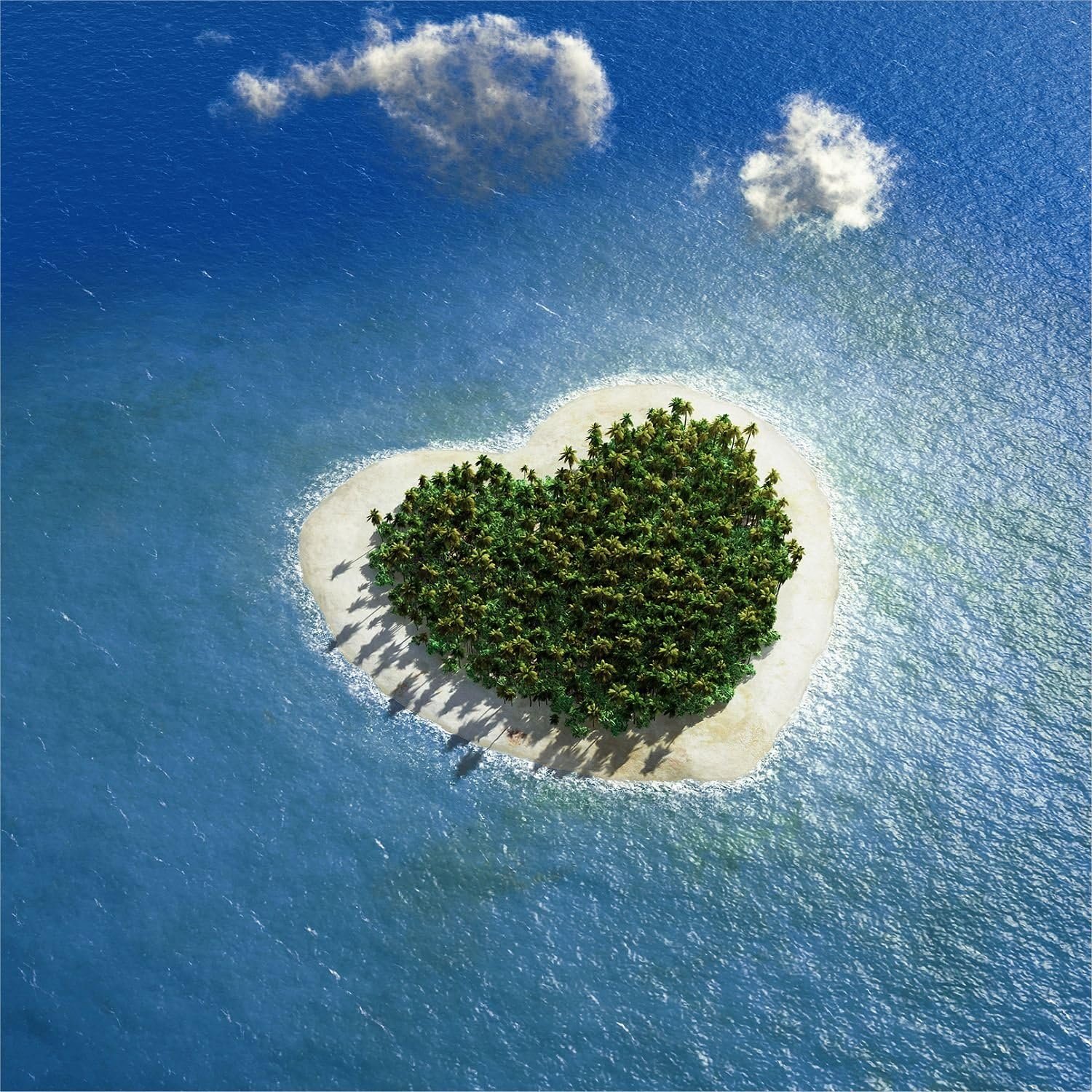Muurschildering 30 x 30 cm - glas kunst - Island of love II - zwevende look, klaar om op te hangen - m-winkel