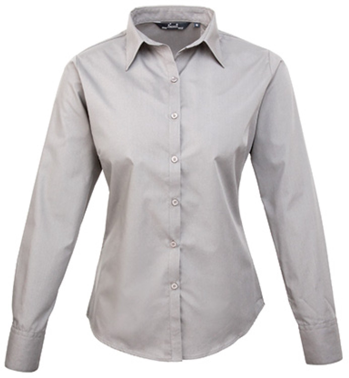 Premier Workwear - Women´s Poplin Long Sleeve Blouse - Silver (ca. Pantone Cool Gray 7C) - 54 (6XL/26)