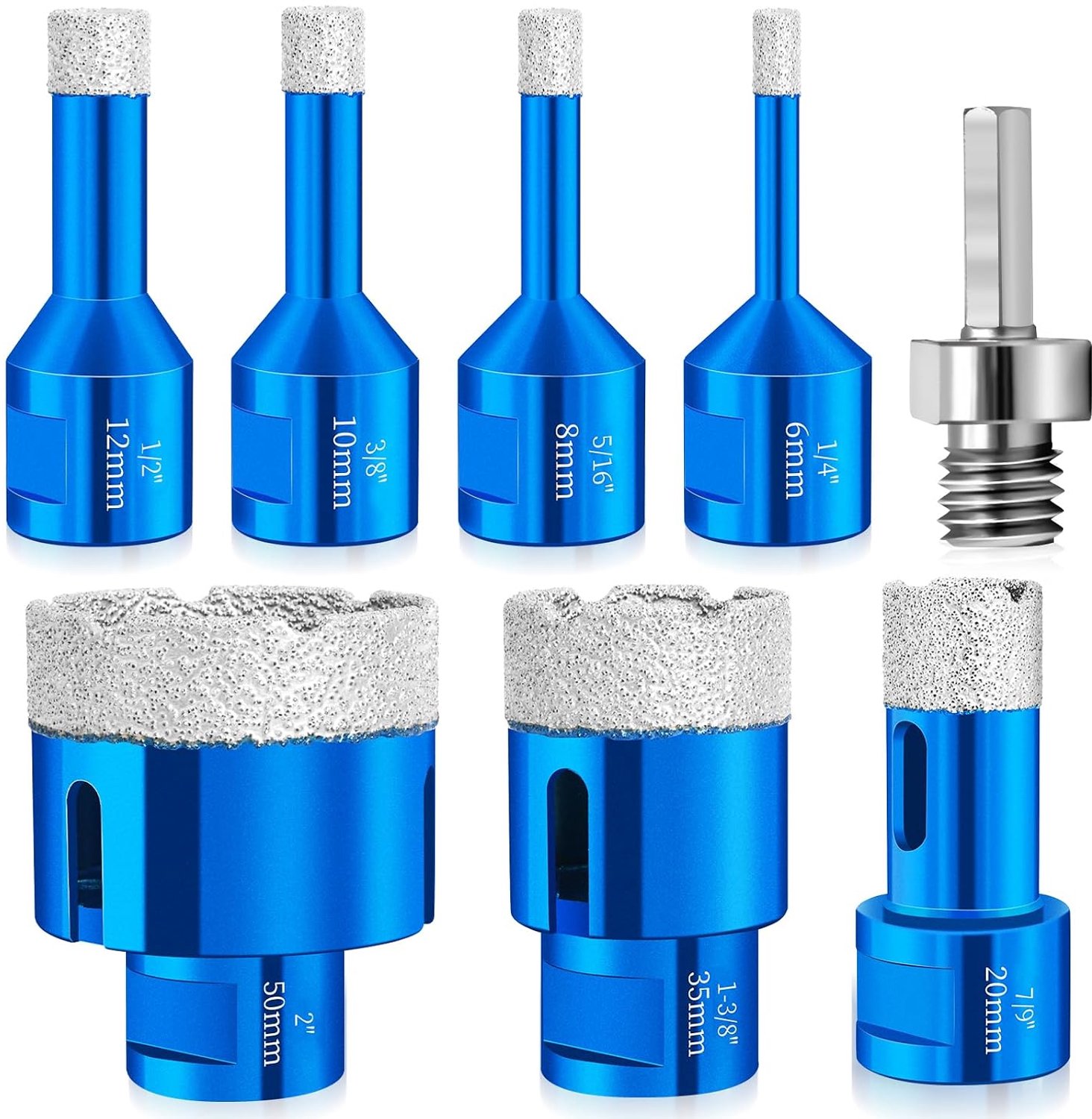 7-delig diamantboorset voor tegels, 6/8/10/12/20/35/50 mm