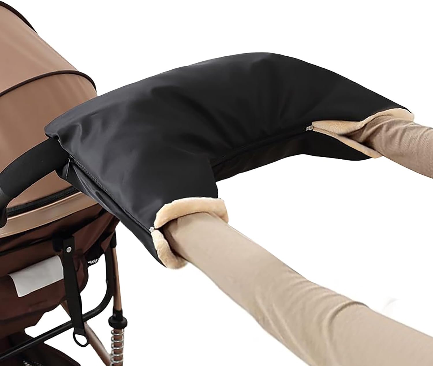 HisKes Kinderwagen handschoenen - Universele kinderwagenhandschoenen - Winddichte en warme kinderwagenhandschoenen - Eendelige kinderwagenhandschoenen - Winddicht en waterdicht - Ritssluiting aan drie zijden - Dikke fleecevoering - 41*34 cm - Zwart
