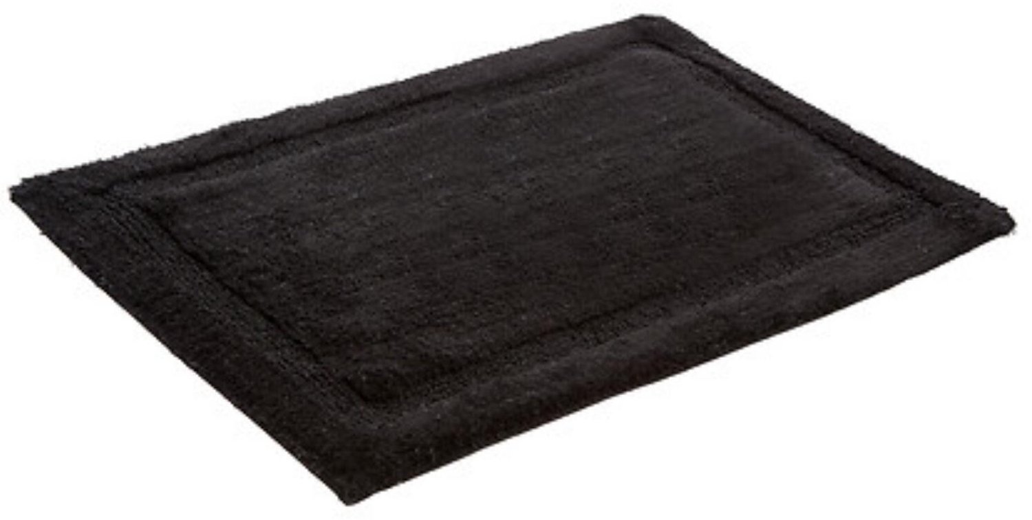 5Five Fluffy Badkamer kleedje / badmat voor de vloer - 50 x 75 cm - zwart - dikke stof - katoen - extra soft - Colorama serie