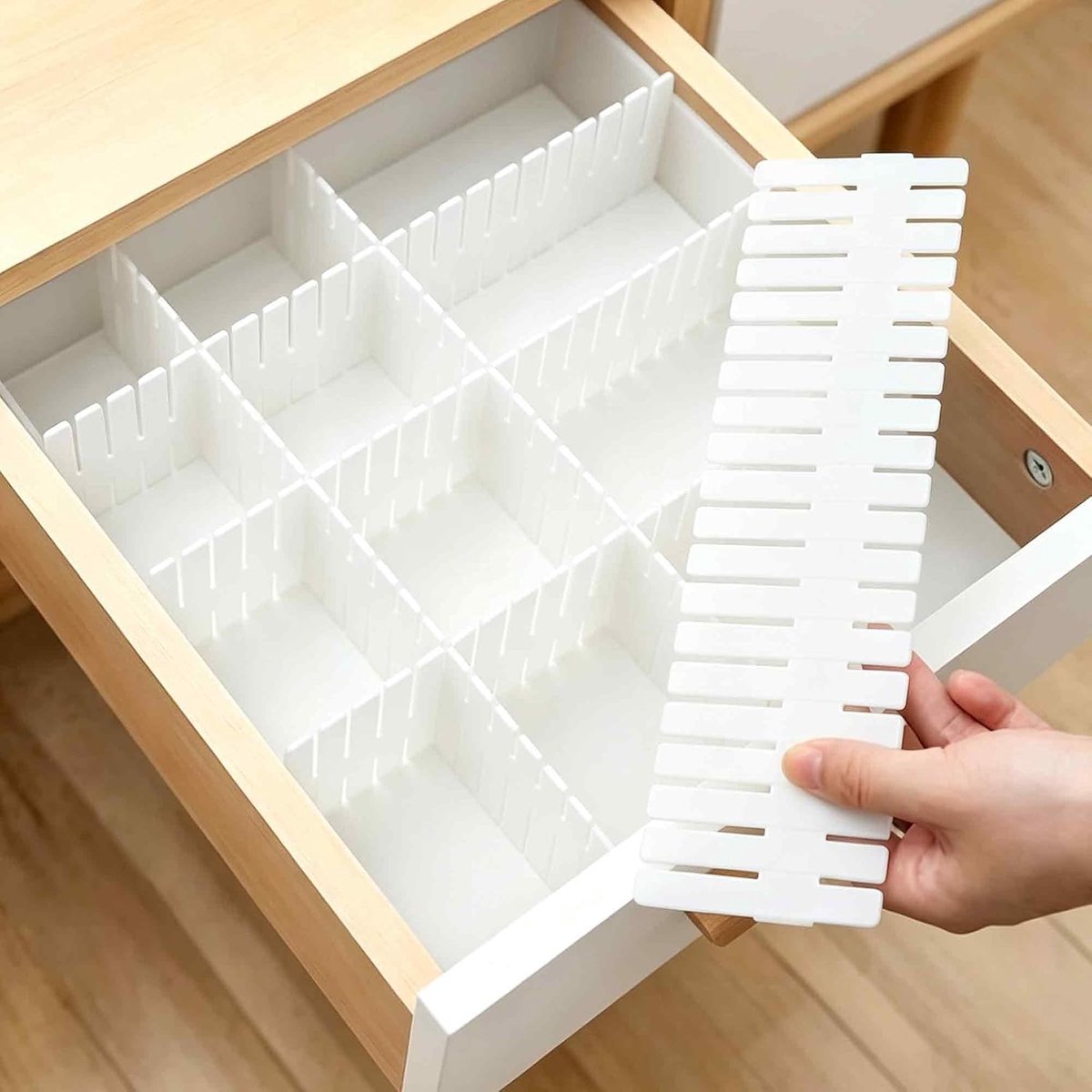 Ladeverdeler - 8-delige Set Plastic Opbergverdelers - 37x7 cm - Voor Sokken Ondergoed Bestek en Cosmetica - Geschikt voor Keuken Slaapkamer en Kantoorlade -Wit - 8 Stuks