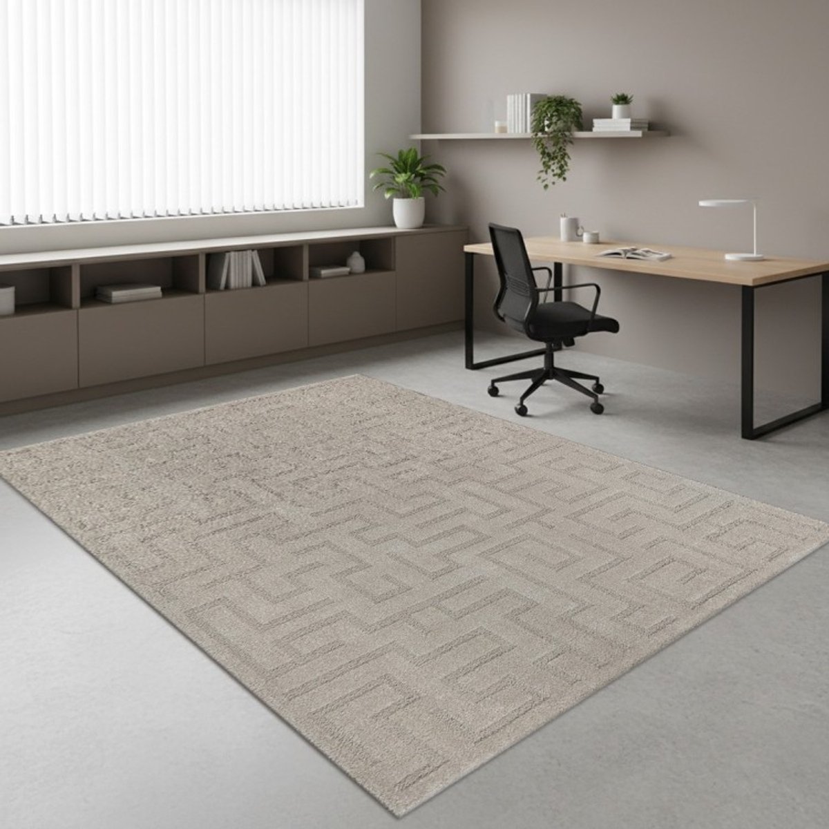 TapisTrend Designer tapijt Beige 120x160 cm Modern vloerkleed met een reliëfpatroon van geometrische vormen, geschikt voor de woonkamer, slaapkamer en eetkamer