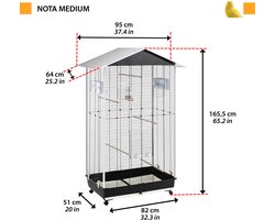 Ferplast Nota M Vogelkooi Buitenvolière - Voor Kanaries, Grasparkieten en Exotische Vogels - Met Wielen - 95 x 64 x h 165,5 cm
