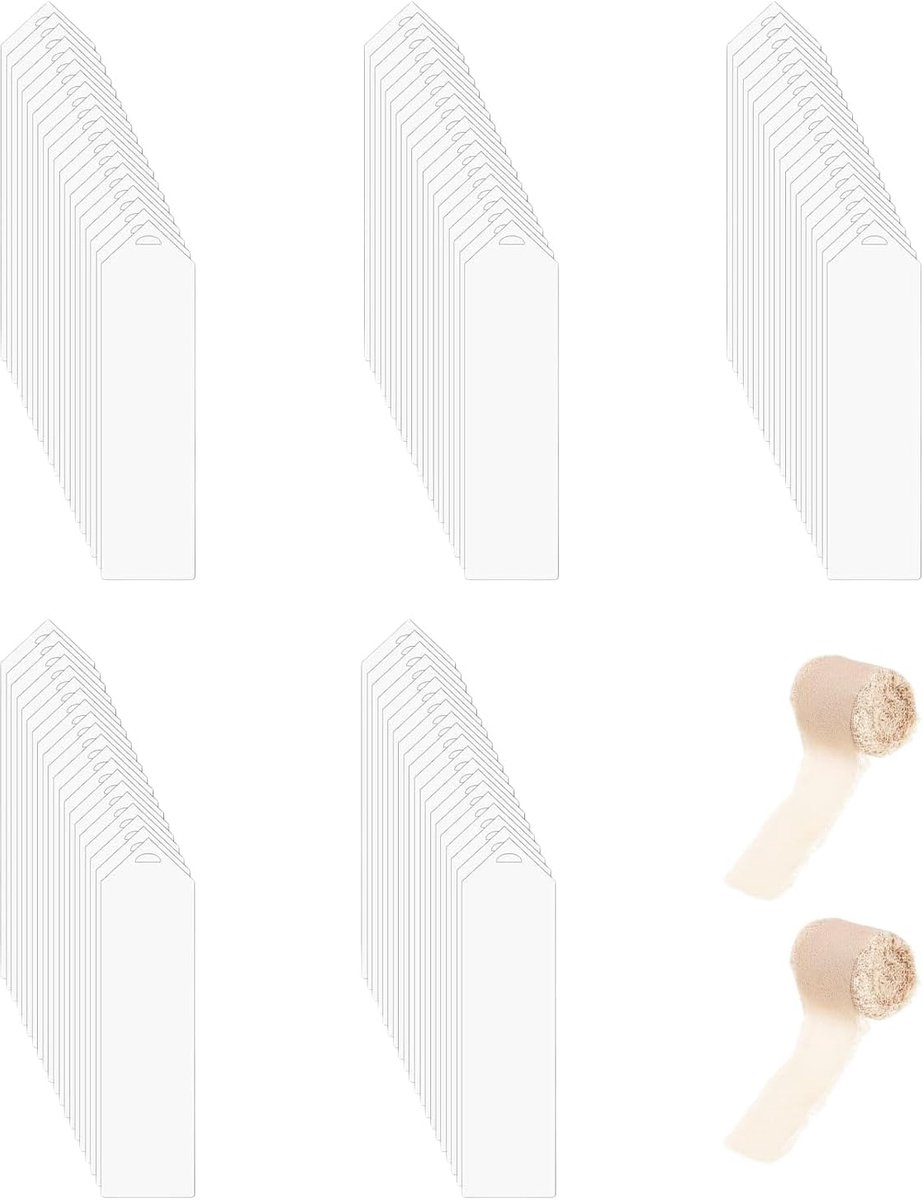 Boekenleggers 100 Stuks Doorzichtige Acryl Tags met 2 Rollen Lint