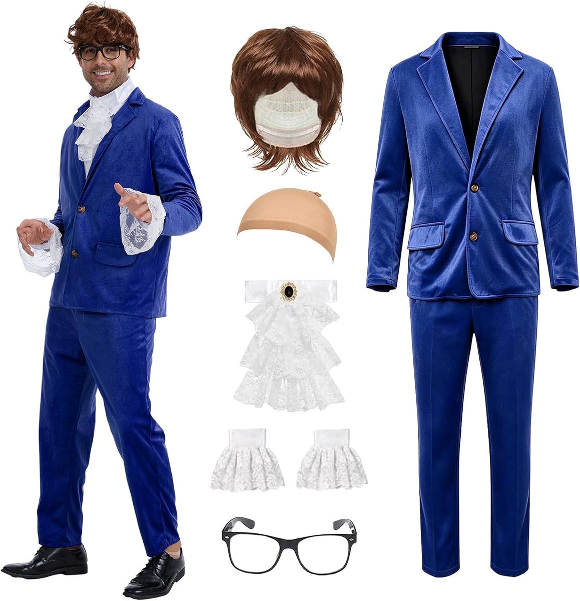 '60 outfit heren themafeest retro spy geheim agent cosplay kostuum