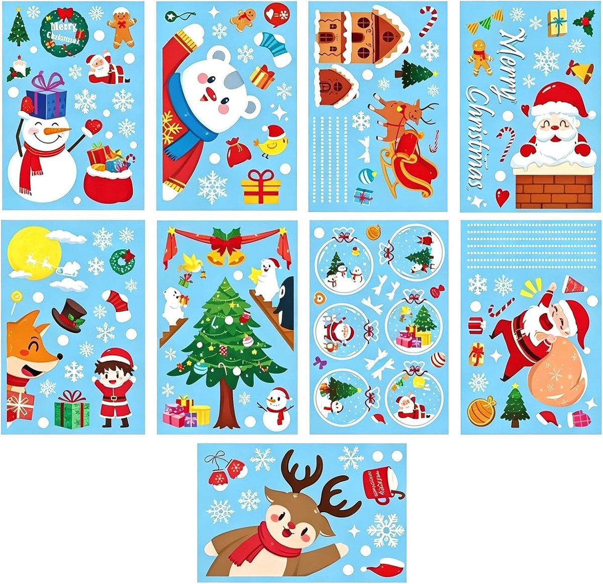 9 vellen raamafbeeldingen Kerstmis kerstdecoratie kerstdecoratie
