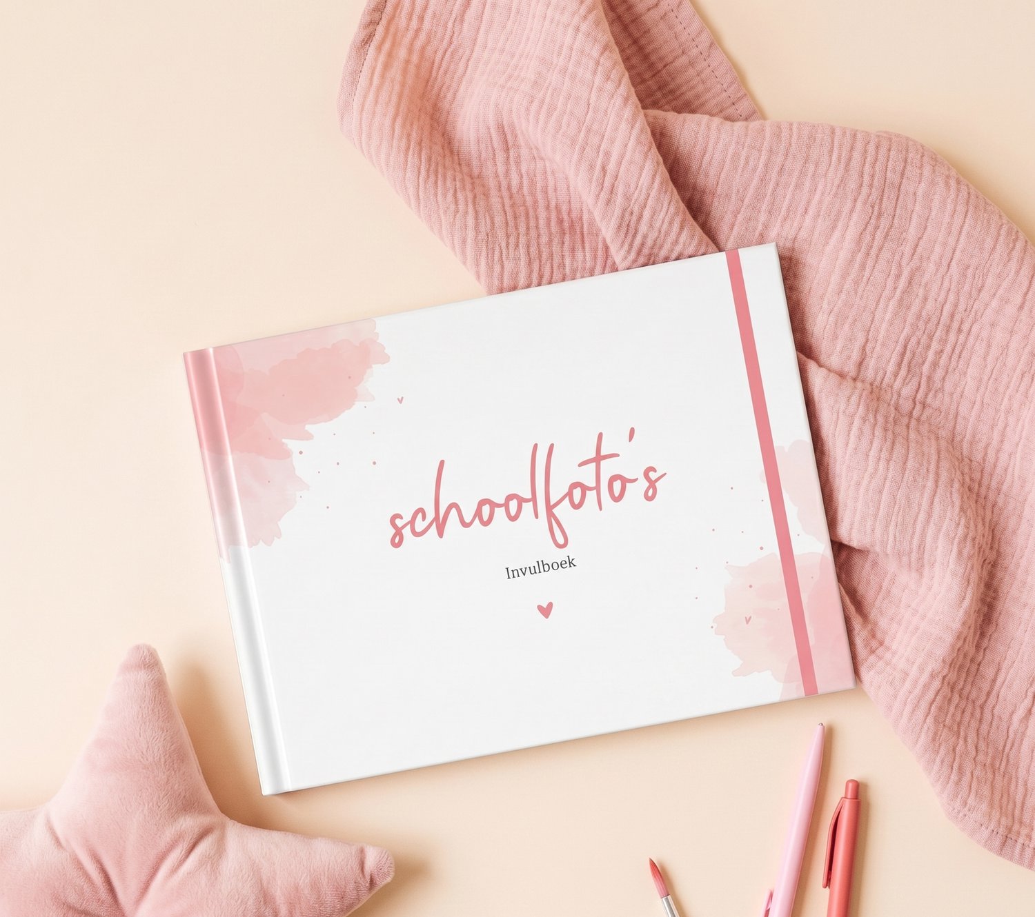 Fyllbooks Mijn schoolfotoboek - Watercolour Roze & Groen - Voordeelset
