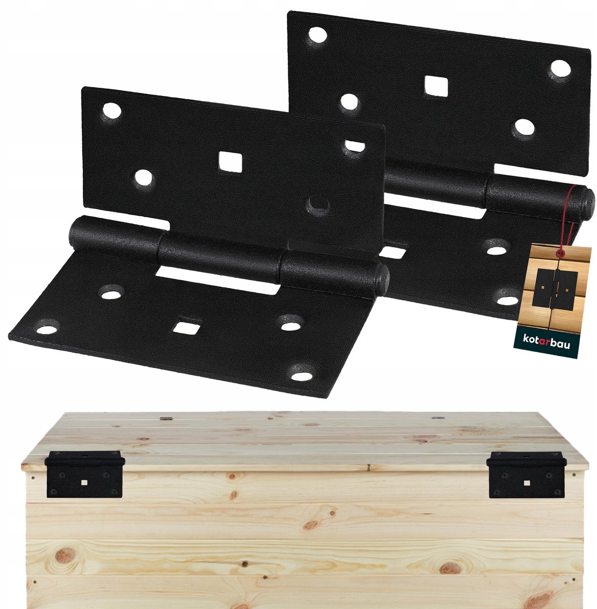 2x Zwarte Stalen Scharnieren 90x95mm - Voor Kasten, Meubels & Deuren