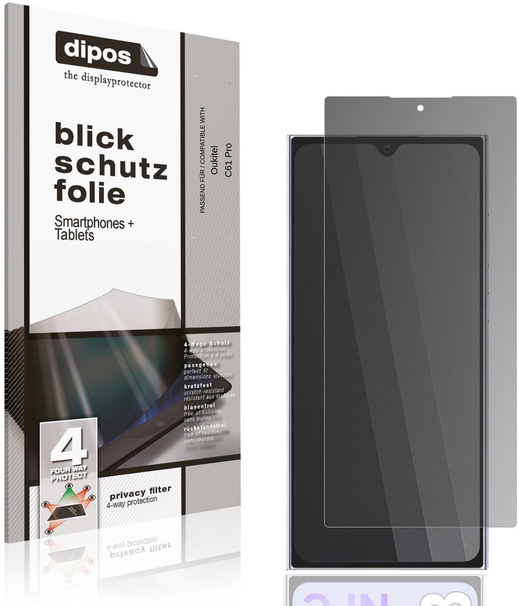dipos – Matte Privacy Screenprotector geschikt voor Oukitel C61 Pro | Anti-Spy Beschermfolie