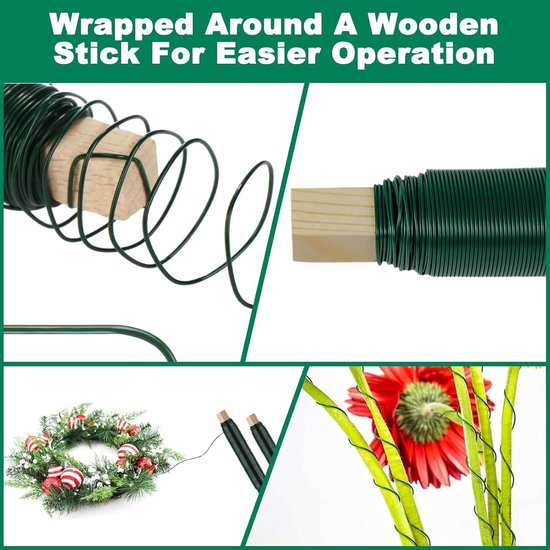 8 Rollen Gegalvaniseerd IJzerdraad met Houten Spoel, Flexibel Tuindraad 0.7mm x 35m voor Bloemschikken, Tuinieren en Creatieve Projecten — afbeelding 2