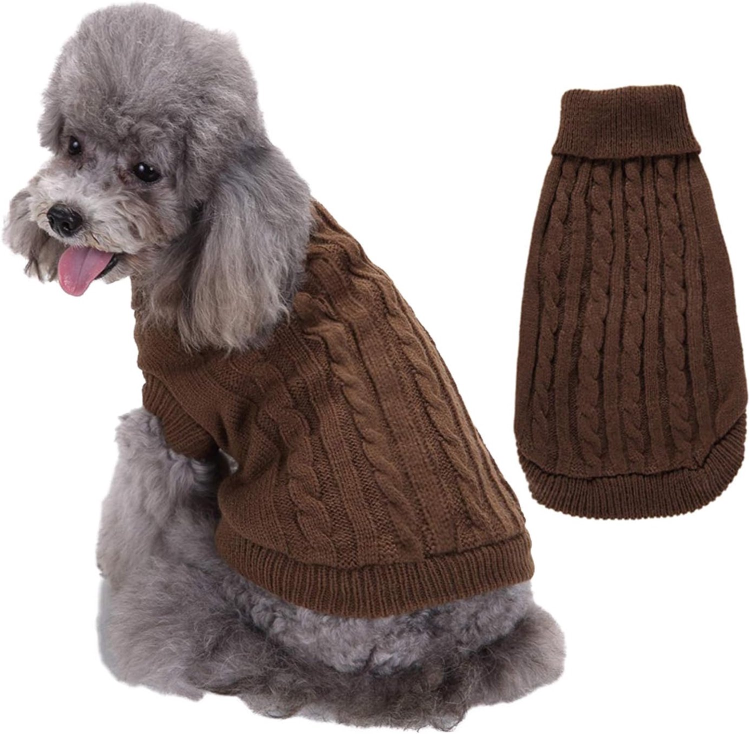 Hondenkleding, zacht, verdikt warm shirt, winter puppy trui voor honden (bruin, XL)