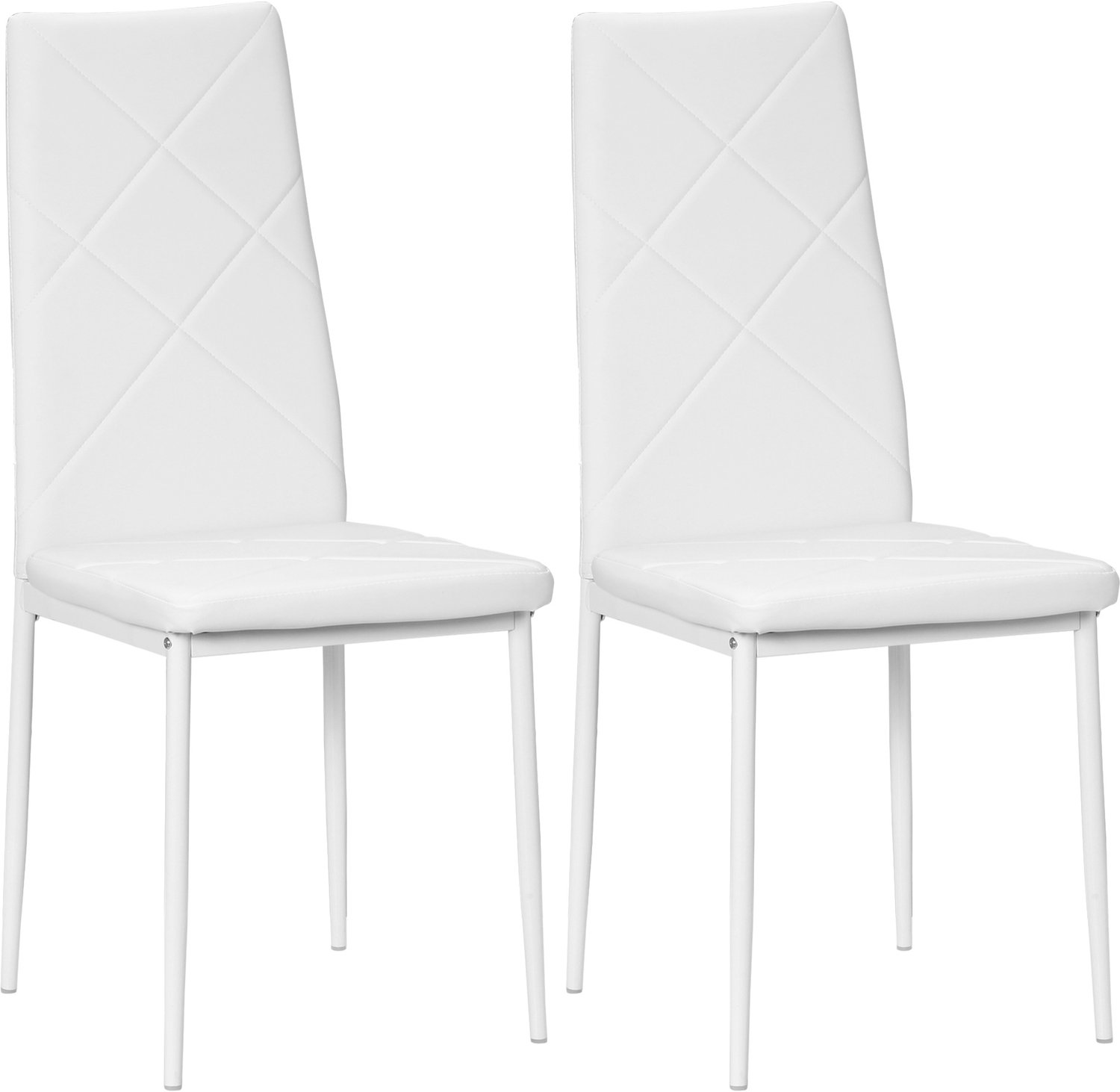 Lunpog Eetkamerstoelen, set van 2 eetkamerstoelen, keukenstoelen met kunstleren bekleding, hoge rugleuning, stabiel frame, stoel in wit Blanc