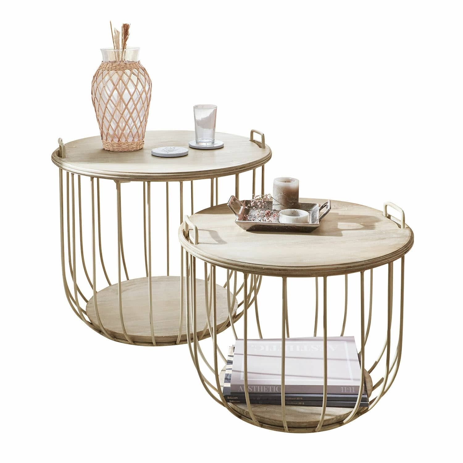 Loberon Salontafel set van 2 Lawson antiekwit