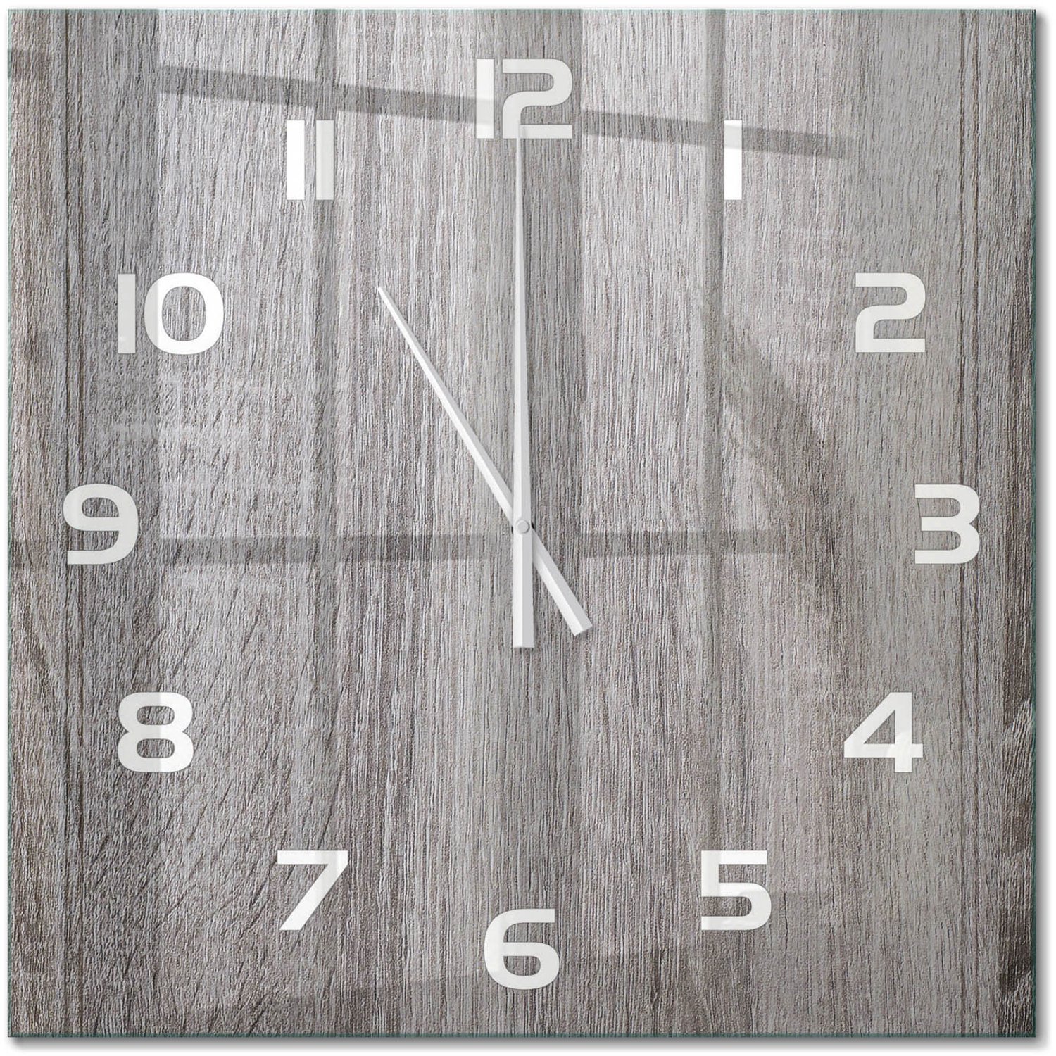 TULUP Wandklok - Hout Moderne Wandklok Glas - 60x60 cm - Bruin Wandklok Glas Decoratie - Witte handen - Vierkante Klok - Glazen Wandklok Design - Klok Glas Met Opdruk