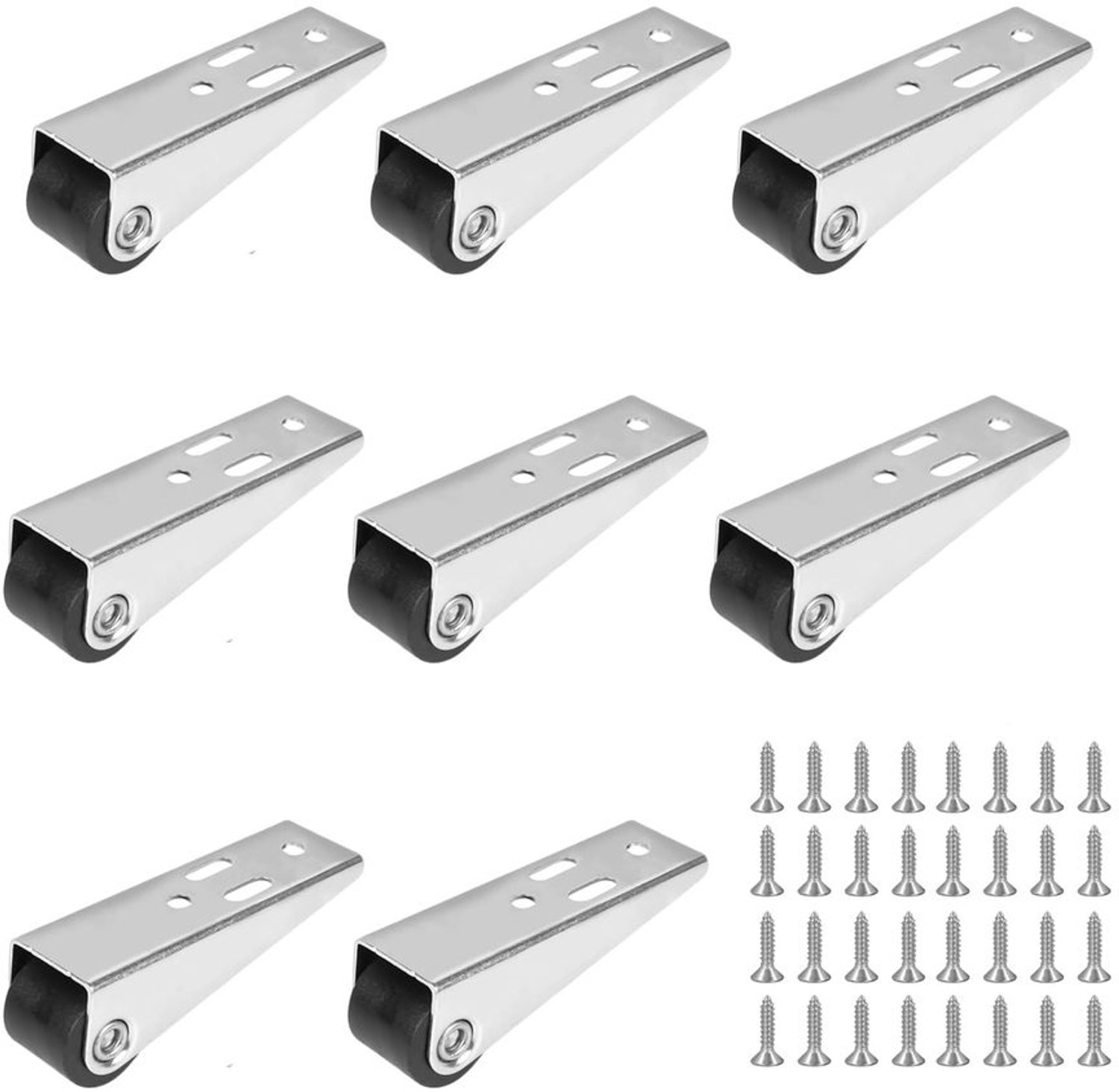 Set van 8 Vaste Meubelwielen - 20 mm - Rubber en Staal