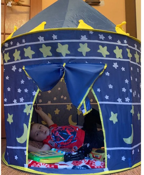 Kruzzel Koninklijke Tent voor Kinderen - Opvouwbaar en Veilig - 135x105 cm - Donkerblauw van Kruzzel — afbeelding 4