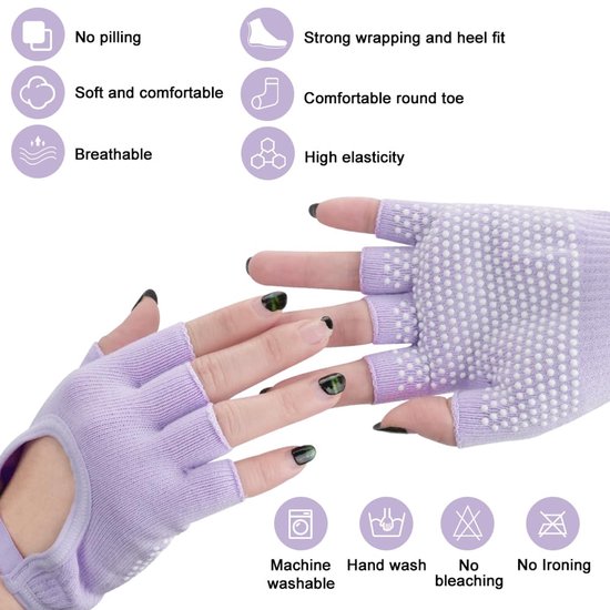 Set van 2 Pairs Antislip Yoga Handschoenen en Sokken — afbeelding 3