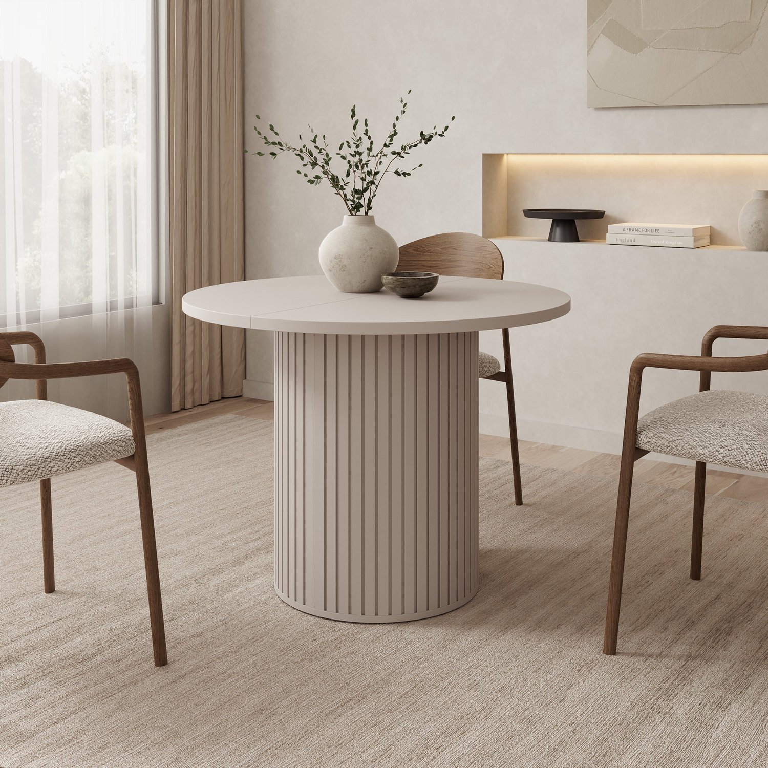 MEUBELLA Olivea - Eetkamertafel - Beige - 100x100x75 cm