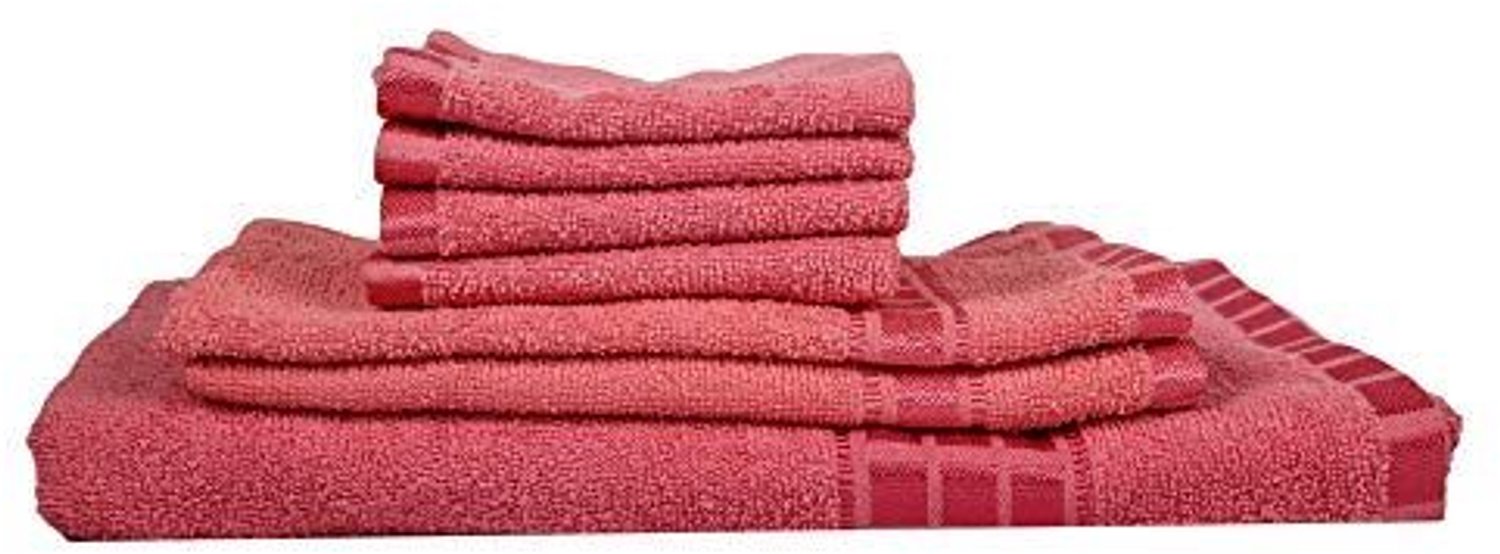 Set van 7 Katoenen Badhanddoeken Roze