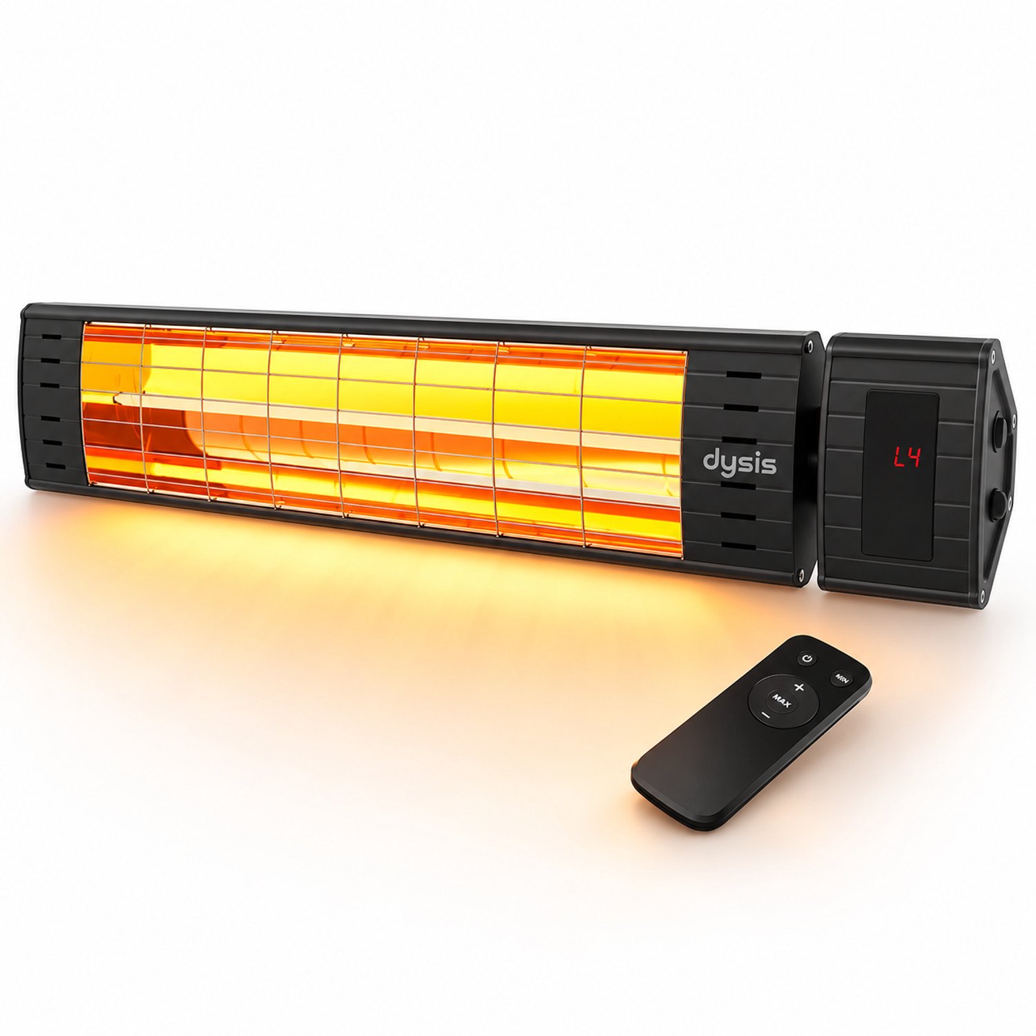 Dysis Infrarood Terrasverwarmer, Infraroodstraler met Afstandsbediening - 2300W - 4 Warmtestanden - IP65 Stof- en Regendicht voor Binnen en Buiten, Elektrische Kachel voor Terras - Zwart