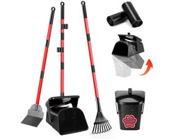 Pooper Scooper met Lange RVS Handgreep en 60 Afvalzakken