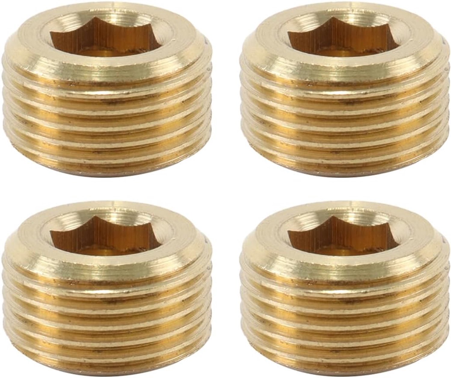 Afsluitpluggen 3/8 inch - messing - 6-hoekige buispluggen - lekvrije pasvorm, 4 stuks - m-winkel