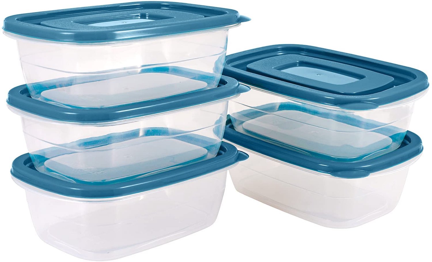 Plastic Voedselopbergdozen met Deksel, Set van 5, 0,53 L